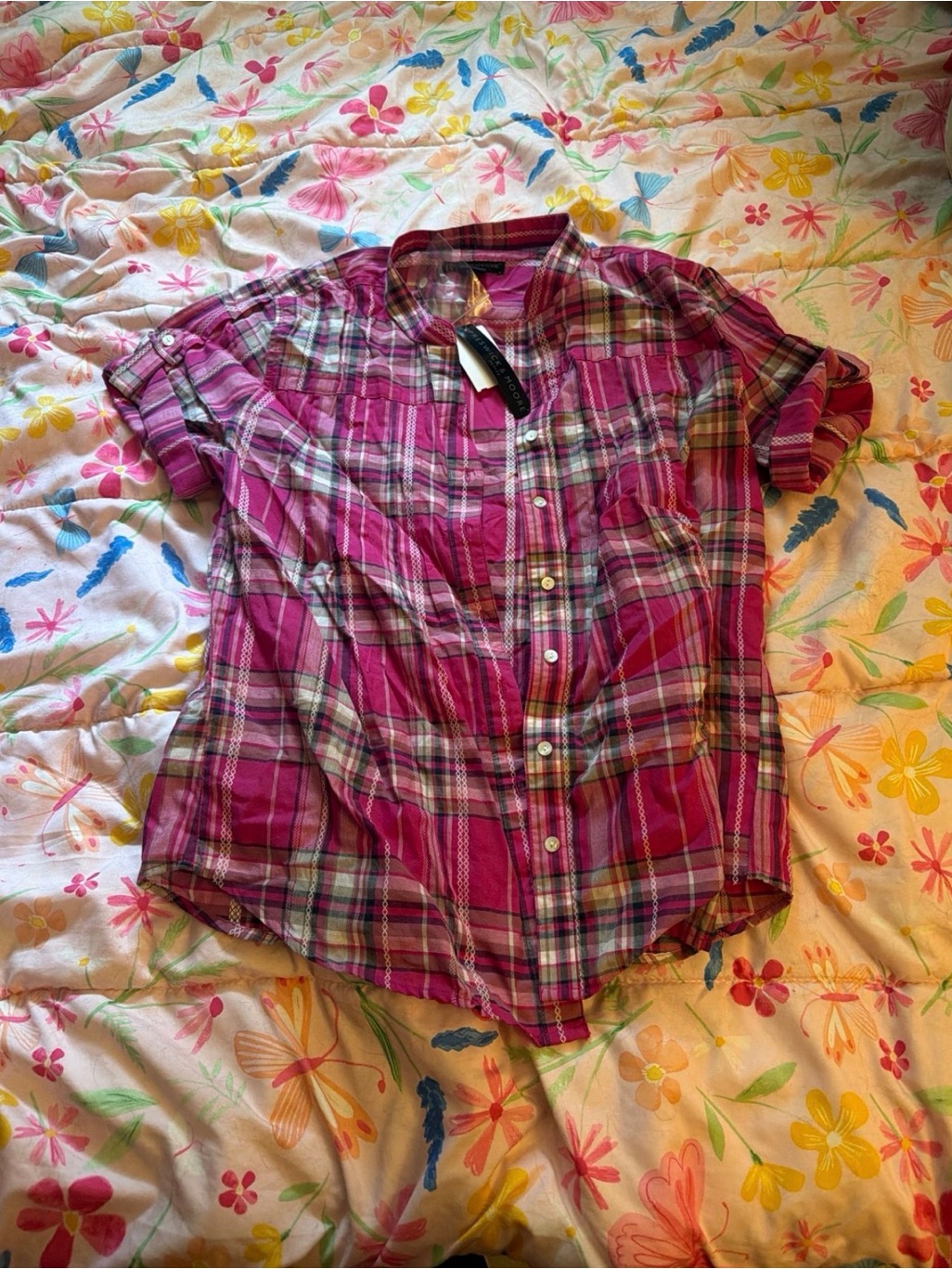 Preswick & Moore Pink Plaid Roll-Tab Shirt